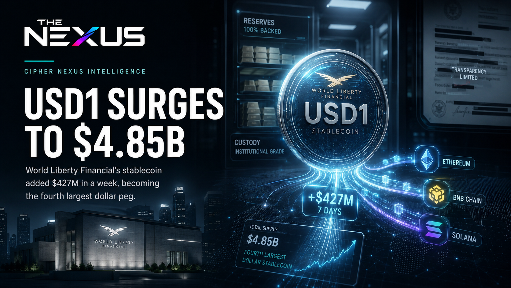 Capital Rotates to USD1 as Supply Expands by $427M Amid Competitor Contraction